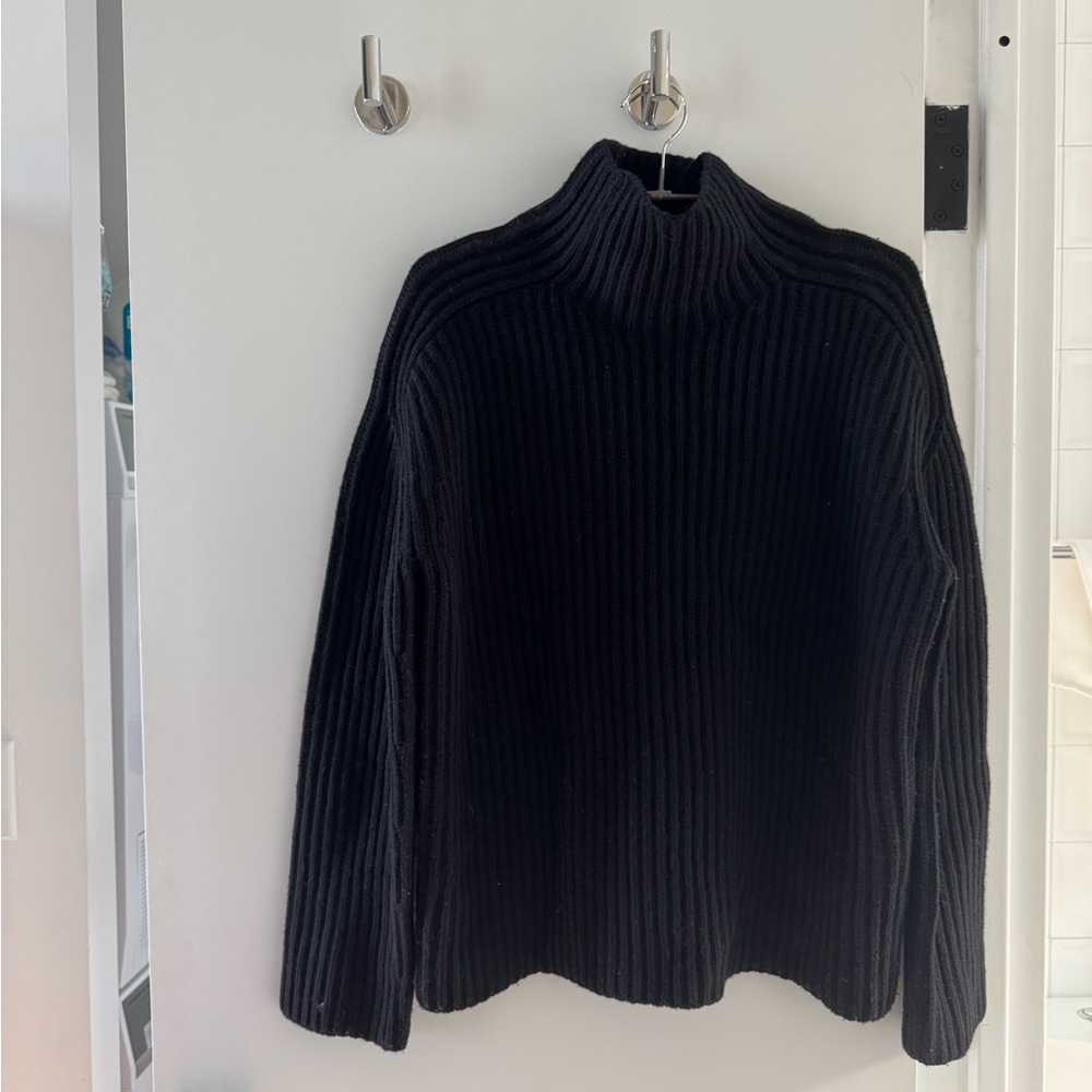 Acne Black Ribbed Turtleneck Sweater